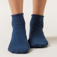 Meia Curta Em Algodão Sem Punho - Azul