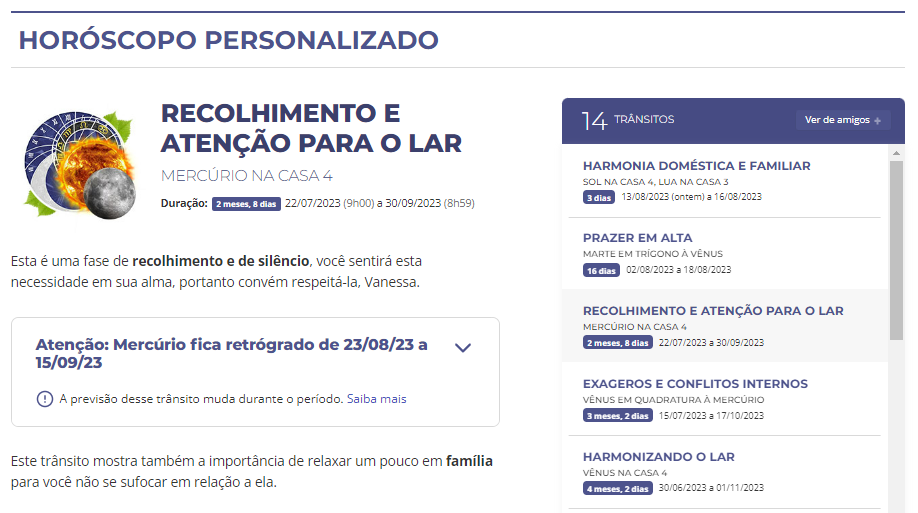 Horóscopo destaca recolhimento em casa com Mercúrio na casa 4. Mercúrio retrógrado de julho: 23/08 a 15/09.
