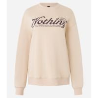 Moletom Regular com Forro Quentinho e Estampa Nothing Bege