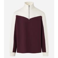 Casaco em Algodão Gola Alta com Zíper Bicolor Off white/Vinho