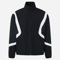 Jaqueta Gola Alta com Recortes Contrastantes Preto