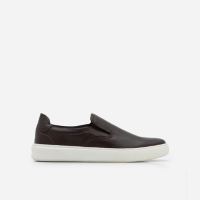 Tênis Slip on em Couro com Sola Bold Marrom