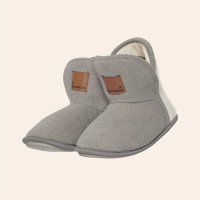 Bota Feminina Plush Cinza Cotelê Peluciada Cano Médio