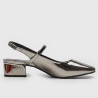 Scarpin Slingback Via Uno Metalizado Grafite