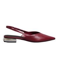 Sapatilha Slingback Couro Nobre Bico Fino Vermelho Ruby