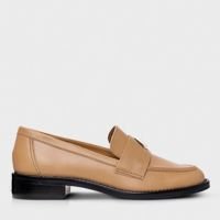 Loafer Icon Salto Bloco Couro Bege Toffee