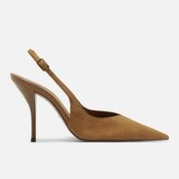 Scarpin Marrom Camurça Salto Alto Slingback