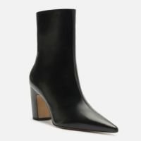 Bota Preta Couro Cano Médio Bico Fino Zíper