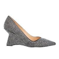 SCARPIN ANABELA EM CAMURÇA PRETA COM CRISTAIS