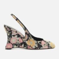 Scarpin Preto Estampa Salto Anabela Slingback