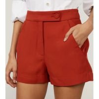 Short De Crepe Com Bolsos Vermelho Terroro