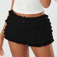Pum-Shorts Femininos De Verão Com Babados E , Calças Curtas De Malha Multic