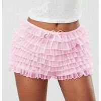 Feminino bonito laço rosa babados em camadas bloomers shorts y2k fada em ca
