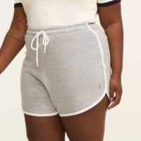 Short Runner em Moletinho Curve e Plus Size Cinza Mescla