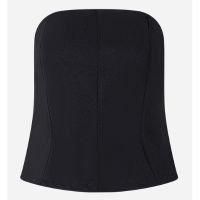 Blusa em Crepe Tomara que Caia com Recortes Frontais Preto