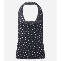 Blusa em Tule Frente Única Poá Preto