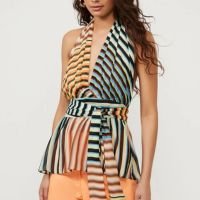 Blusa De Georgette Leve Frente Única Amarração Estampado