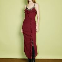 Vestido Midi com Renda Casulo Mantis Bordô