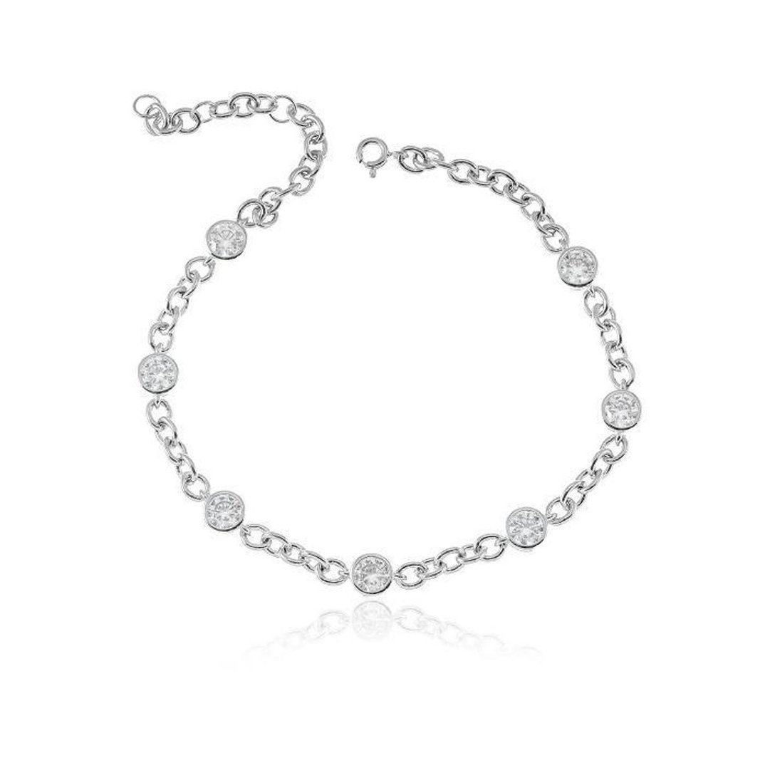 Tornozeleira Elos Pequenos Com Cinco Pontos De Luz De 5Mm Cada - Branco