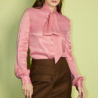 Camisa em Cetim Casulo Mel Rosa