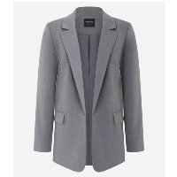 Blazer Alongado em Alfaiataria com Bolsos de Lapelas Cinza