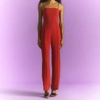 Macacão com Alça Removível Alfaiataria Florea Celebration Bambu Vermelho