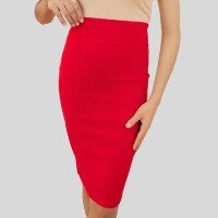 Saia Lisa Lápis Vermelha Moda Feminina - Mayara Manzano