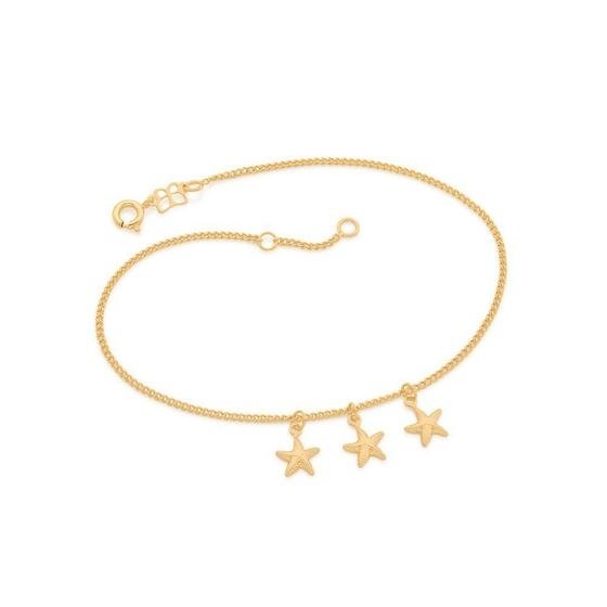 Tornozeleira Rommanel Banhado Ouro Pingentes Estrelas Do Mar Giovanna Anton
