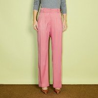 Calça Reta em Cetim Casulo Mel Rosa