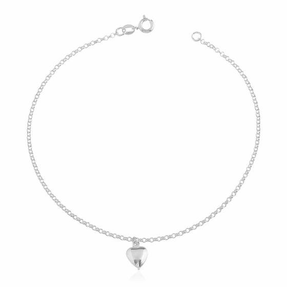 Tornozeleira Coração Prata 925 - JA Jóias