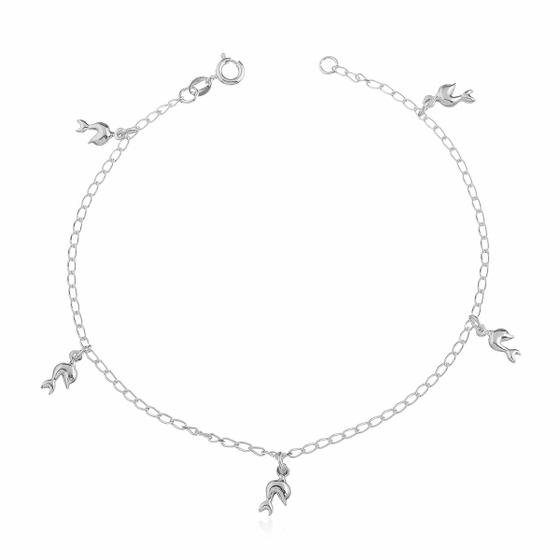 Tornozeleira Golfinhos Prata 925 - JA Jóias