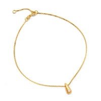 Tornozeleira de Prata 925 com Banho em Ouro Amarelo 18k com Moissanite - Sa