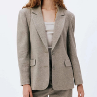 blazer feminino oversized em lã - cinza