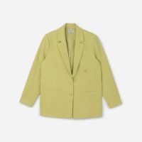 Blazer Comfort Alfaiatado com Linho e Botões Duplos Verde Claro