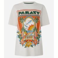 Camiseta Alongada em Algodão com Estampa Paraty Branco