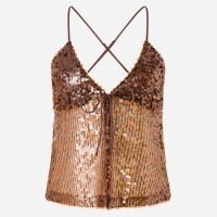 Blusa em Paetês com Amarração no Busto Marrom