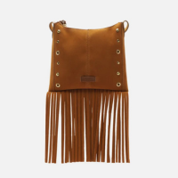 Tiracolo Marrom Clara Acamurçada Pequena Franjas