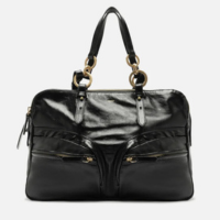 Bolsa Tote Preta Couro Verniz Grande Bolsos