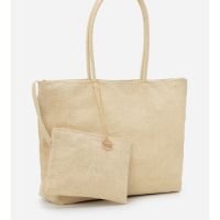 Bolsa de Praia Grande com Alças Finas e Nécessaire Bege