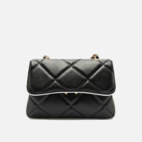 Bolsa Tiracolo Preta Couro Mizz Média Duo