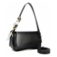 Bolsa Feminina Baguete Transversal Tiracolo Pequena Festa Cor Preto Desenho