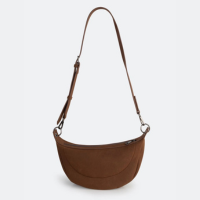 bolsa feminina meia-lua em suede - marrom