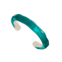 BRACELETE FINO METAL E RESINA MARE BOHO RESINA PR/AGUA MARINHA