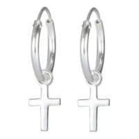 Brinco De Argola Com Cruz Brinco De Cruz Feminino Prata 925 - Mga-Br