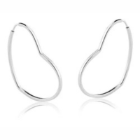 Brinco Grande Argola Coração Moda Prata 925