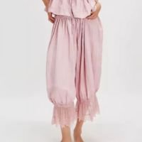 Hirigin feminino babado longo bloomer y2k renda guarnição pettipants pantal