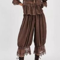 Bloomers calças para mulher y2k renda guarnição vintage pantaloons bonito b