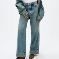 calça jeans feminina pantalona cintura alta - azul