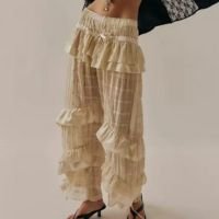 Mulheres rendas guarnição fp longo dupes bloomers petpants vitoriano plissa