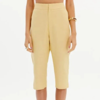 Calça Capri Cintura Alta Com Linho